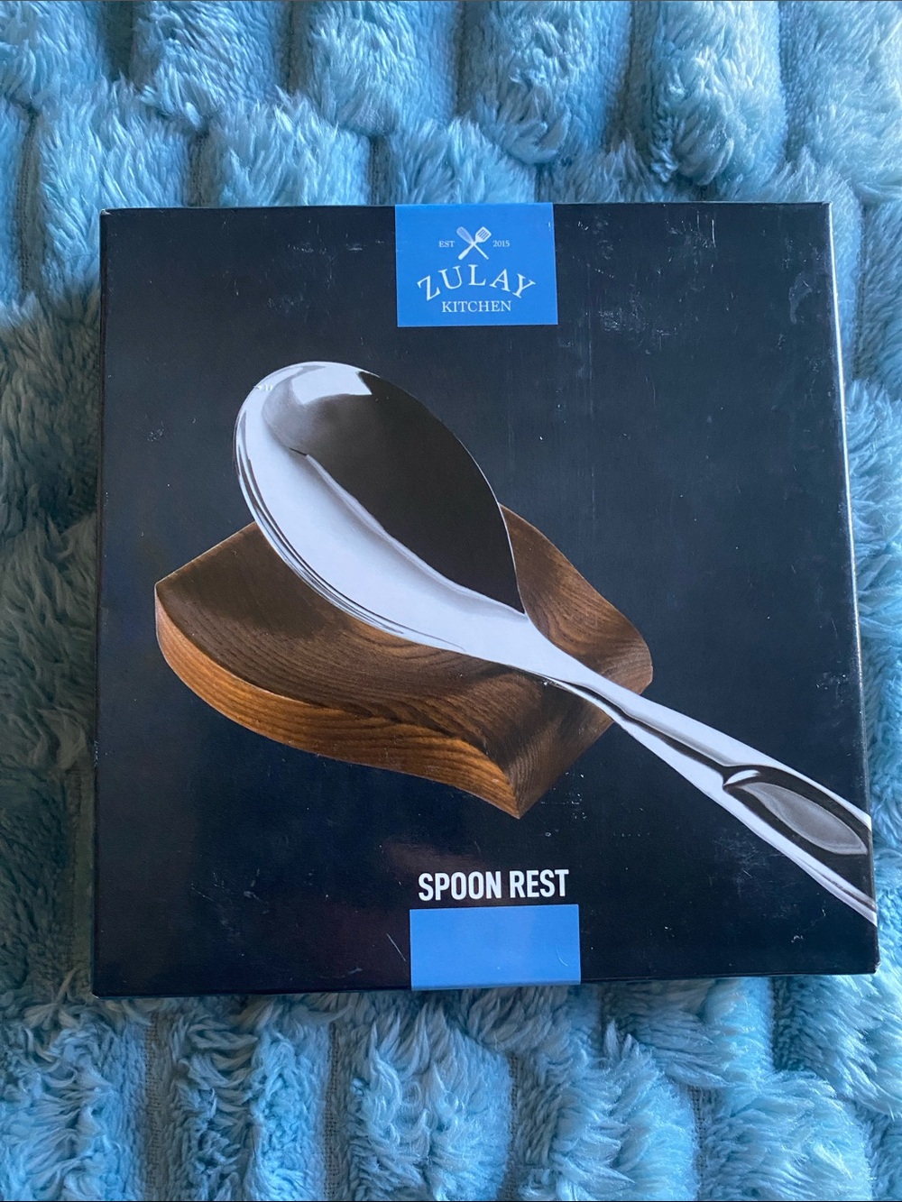 NIB Zulay Kitchen Wooden & Stainless Steel Spoon Rest
